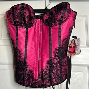 iCollection Lingerie Corset And Panty Set New 40 Fuchsia